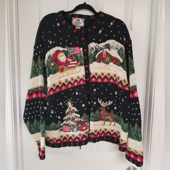 Christmas Ugly Sweater Cardigan Sz 22/24 - Picture 1 of 16